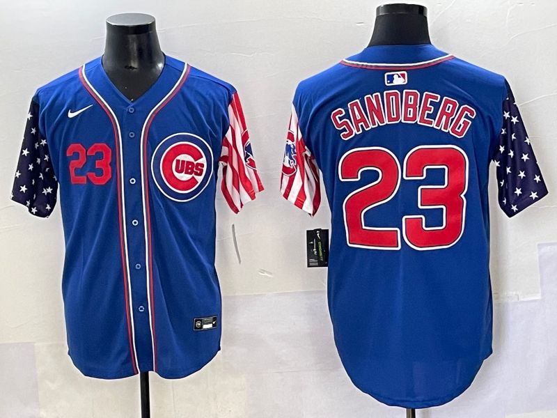 Men 2025 Chicago Cubs #23 Sandberg Blue a generation of national flags Joint Name Nike MLB Jersey style 3->chicago cubs->MLB Jersey